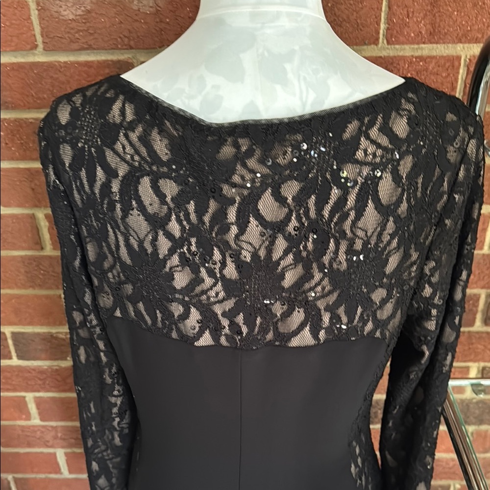 Lauren Ralph Lauren Ruched Black Sequin & Lace Overlay Pullover Cocktail… - Picture 8 of 10